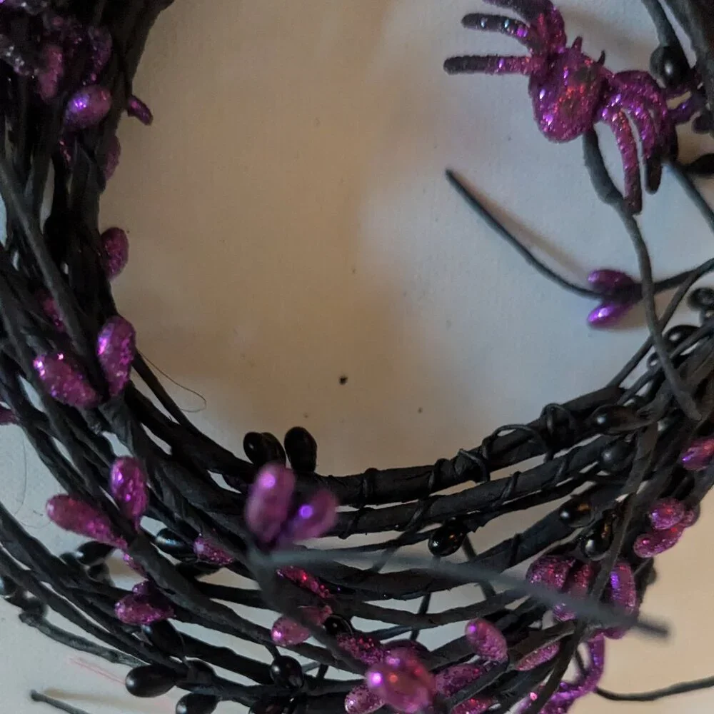 NWT Goth Spider Garland Halloween Decoration Purple Black Floral Ashland Decor